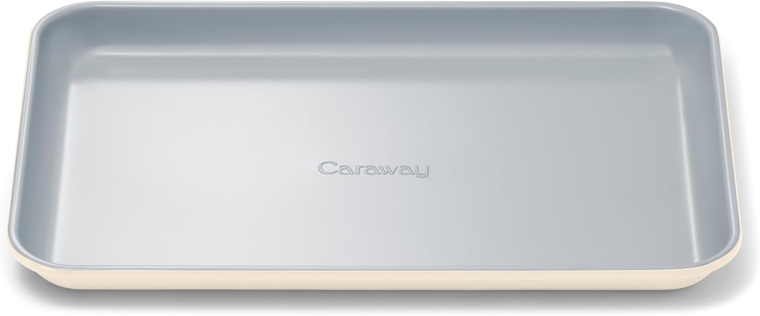 Caraway Nonstick Ceramic Small Baking Sheet (9x13”) – Non-Toxic, PTFE & PFOA Free – Oven Safe – Aluminized Steel Core – Mini Sheet Pan for Baking, Roasting & More - Cream