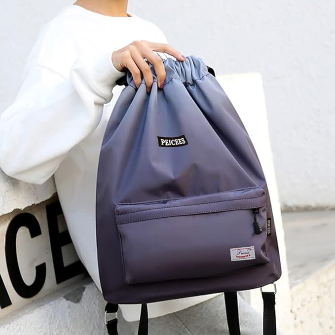 Peicees Waterproof Drawstring Sport Bag Lightweight Sackpack Backpack for Men and Women