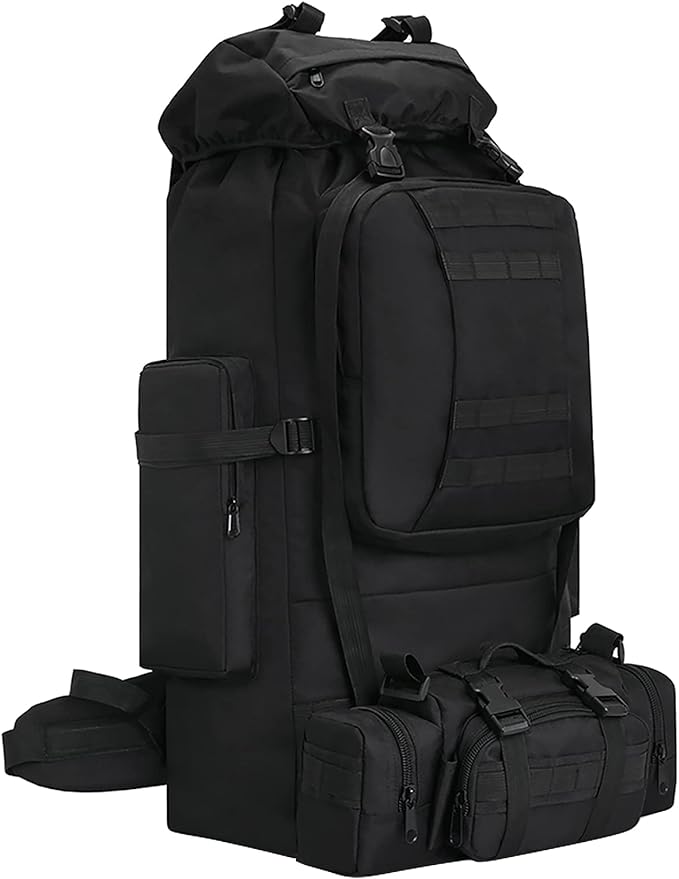 100L Camping Hiking Backpack,Molle military Tactical rucksack backpack,Waterproof Lightweight Hiking Backpack (Black)