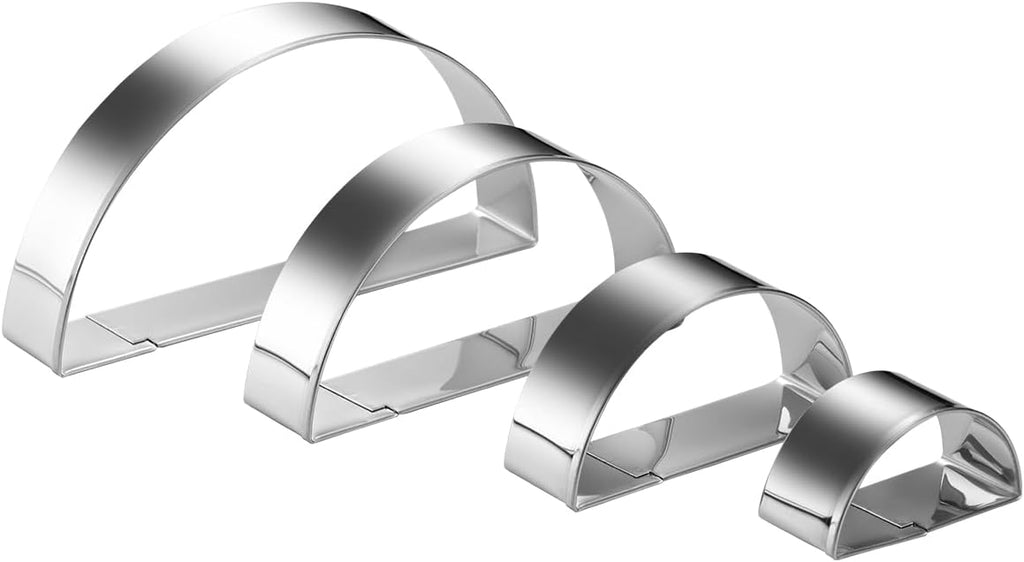 Half Circle Semicircle Cookie Cutter Set 4 Sizes 5 Inch, 4 Inch, 3 Inch, 2 Inch, Watermelon Frame Plaque Cookie Cutters Shapes Molds, 1 Inch Depth