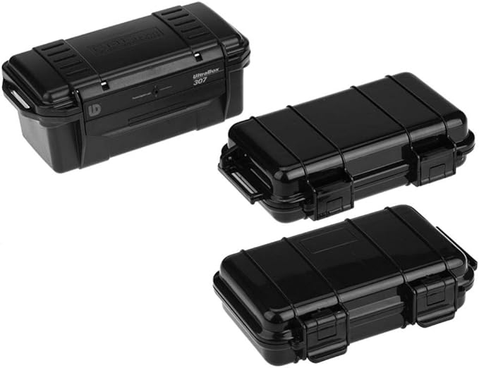 Tbest Outdoor Waterproof Shockproof Airtight Survival Box Storage Container Case Carry Box Black Dry Storage Box for Fishing Camping Hiking Outdoor Activities