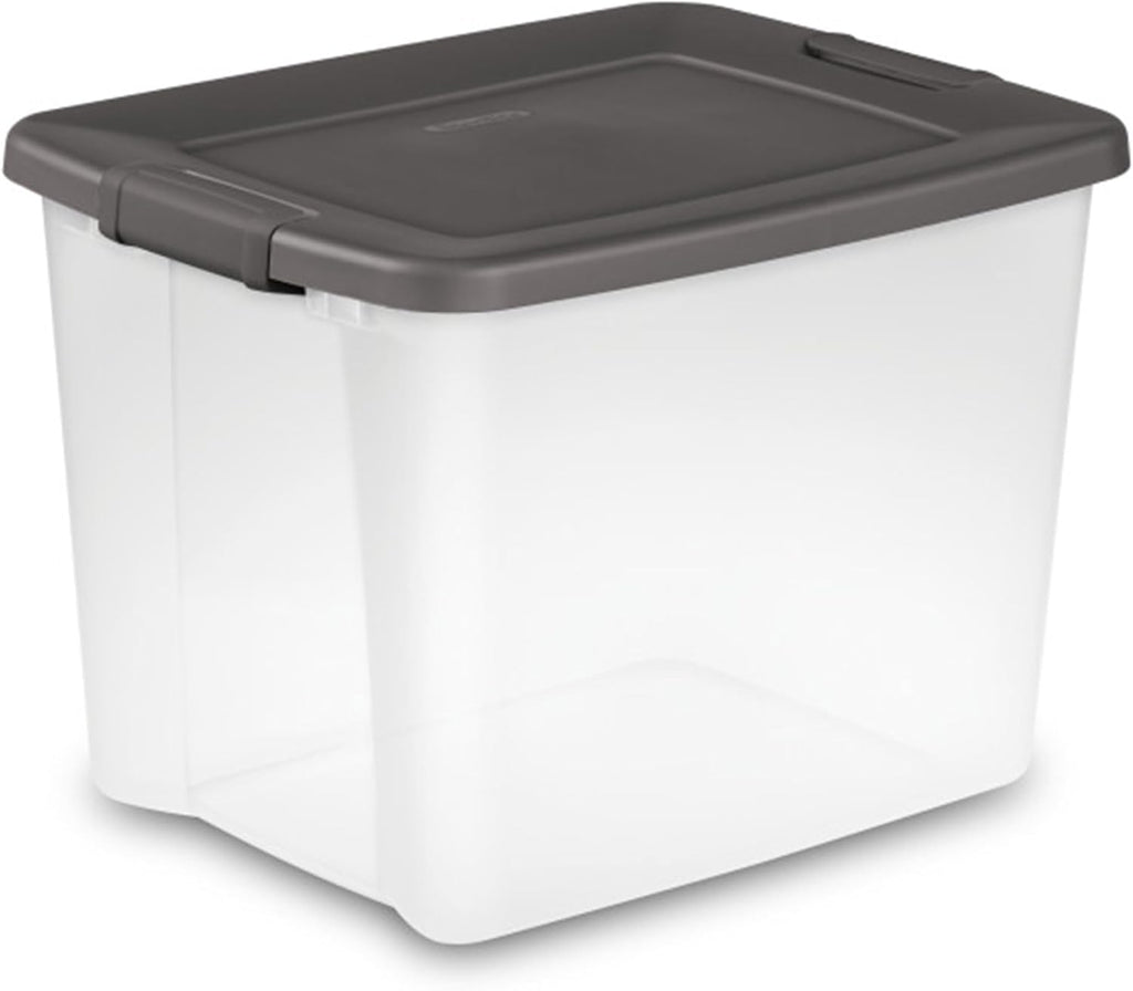 Sterilite 12-Pack Plastic Storage Bins w/ Lids, Shelf Totes Large Clear Totes, 50 Qt, Gray