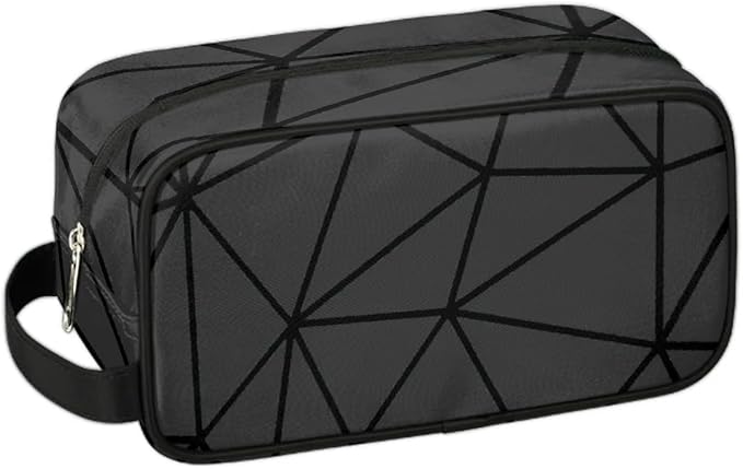 Black Triangle Hanging Toiletry Bag,Travel Hygiene Kits for Boys Mens,Waterproof Makeup Carry-on Bags,Cosmetic Bag,TSA Approved Shave Dopp Kit for Toiletries Shower Bathroom Accessories Gifts