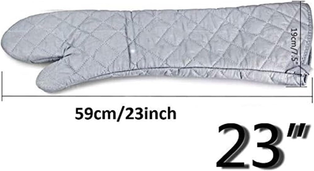 Extra Long 23 Inch Heat Resistant Oven Gloves New Cotton Oven Mitts Kitchen Gloves High Temperature Cooking Tool BBQ Gloves (23-Inch)