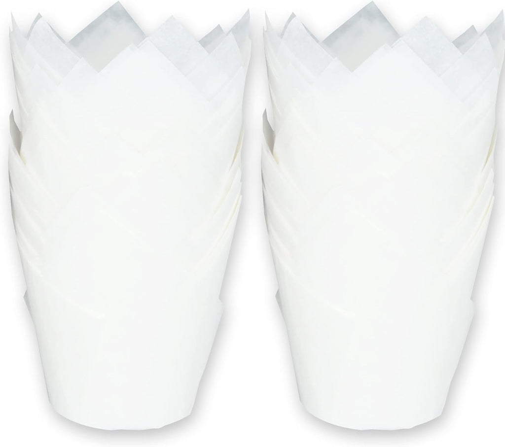 500 pcs Large size White Tulip Baking Cups 2-1/4"(Base diameter) x 4"(Wall height) Greaseproof paper baking cupcake Muffin liners
