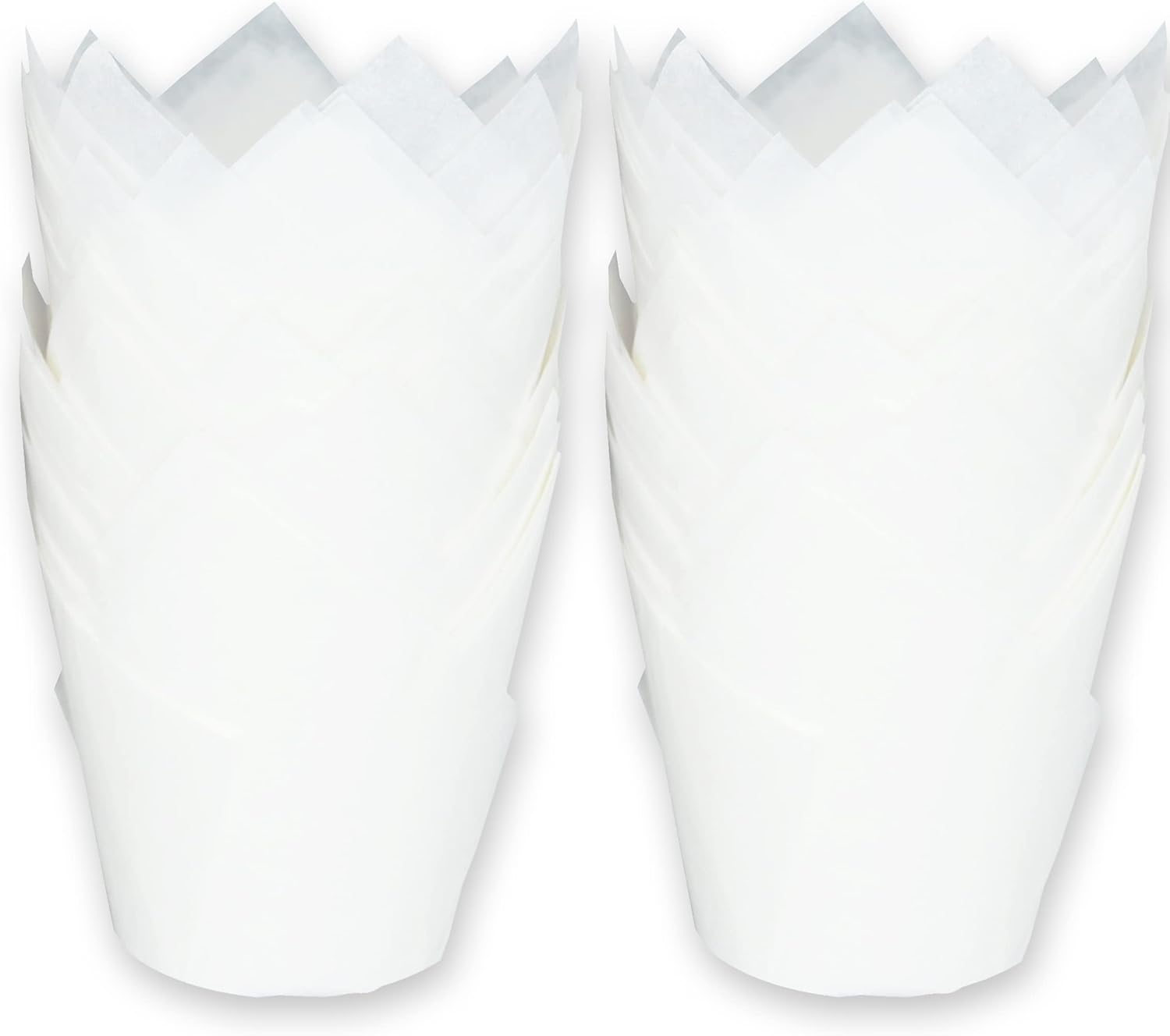 Large size White Tulip Baking Cups 2-1/4"(Base diameter) x 4"(Wall height) Greaseproof paper baking cupcake Muffin liners, Case of 130 pcs
