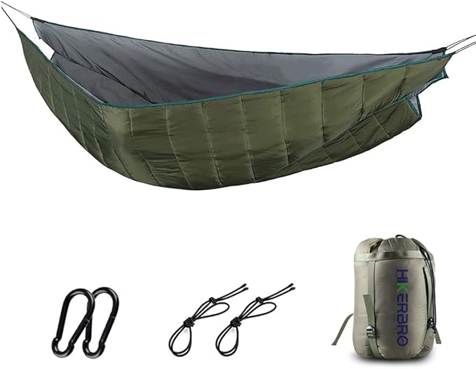 Double Hammock Underquilt, HIKERBRO 4 Season Heavy Duty Under Quilt with Tree Straps, Large Hammock Protector for Winter Camping, Backpacking, Hiking