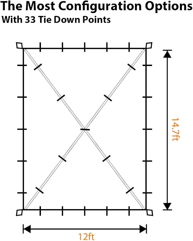 Gold Armour Rainfly Tarp Hammock, Premium 14.7ft/12ft/10ft/8ft Rain Fly Cover, Waterproof Ultralight Camping Shelter Canopy, Survival Equipment Gear Camping Tent Accessories (Sky Blue 14.7ft x 12ft)