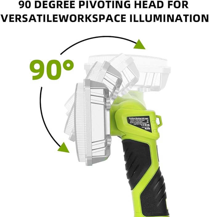 Flashlight for RYOBI 18V Lithium-ion Battery, 4200LM 40W Flashlight with 3 Modes, Aluminum Alloy Cordless LED Work Light for Camping, Emergency, Indoor, Outdoor (Batteries Not Included)