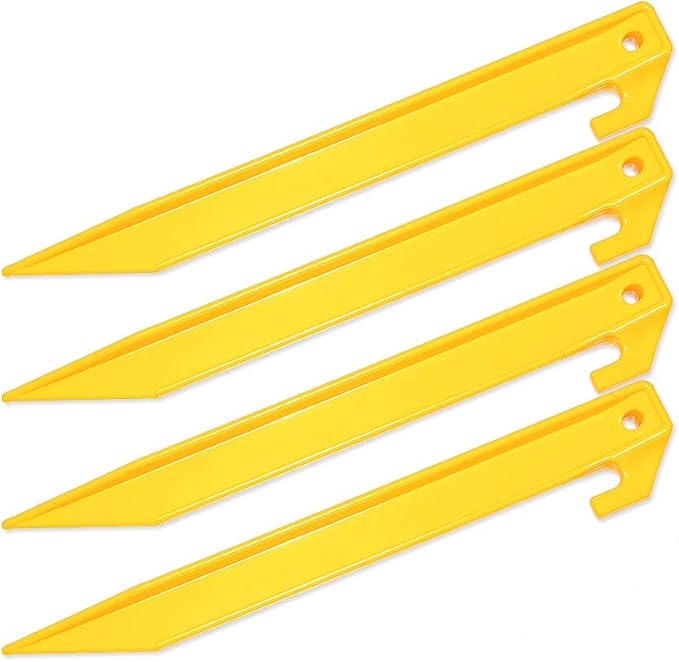 10 Pack Plastic Tent Stakes - 9 Inch Heavy Duty Beach Tent Pegs Canopy Stakes - Essential Gear for Camping, Backpacking, Gardening and More
