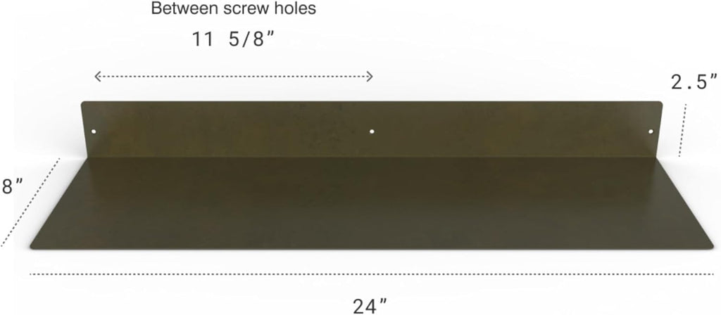 DIY CARTEL Made in USA Linear Floating Shelf - Forged Raw Steel - Industrial Heavy Duty Metal Wall Mounted Modern Rustic Farmhouse Designed Shelf Ledge (24-inch X 8-inch)