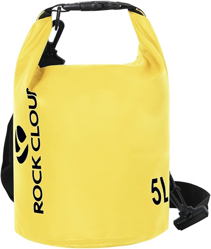 ROCK CLOUD Dry Bag Waterproof 5L Dry Sack for Kayaking Rafting Boating Beach Surfing Swimming Canoe Camping Hiking Fishing Ski, Yellow