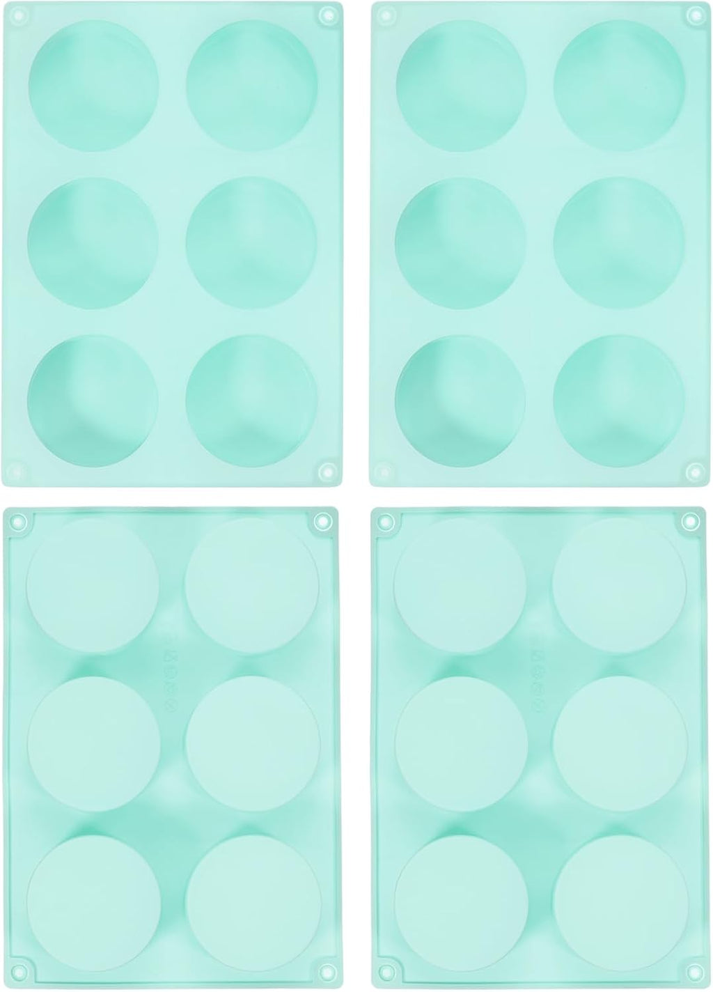 uxcell 4pcs Silicone Muffins Pan, 6 Cup Silicone Cupcake Pan Nonstick Baking Tray for Muffins, Cupcakes, Dishwasher Safe, Green