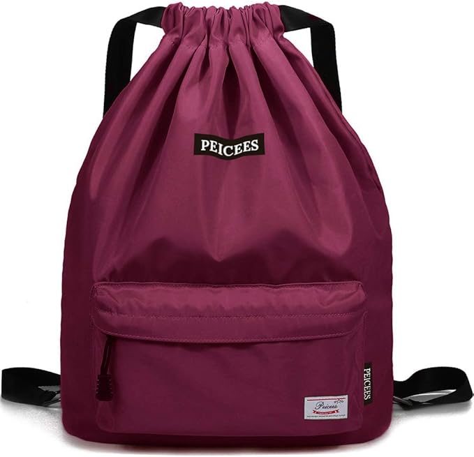 Peicees Waterproof Drawstring Sport Bag Lightweight Sackpack Backpack for Men and Women