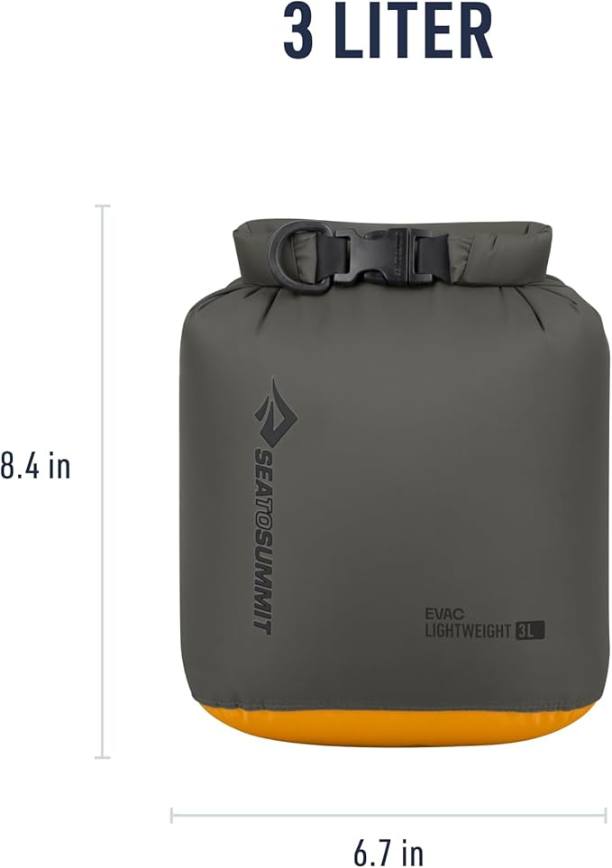 Sea to Summit eVac Dry Bag, Roll-Top Compression Sack, 3 Liter, Beluga Black