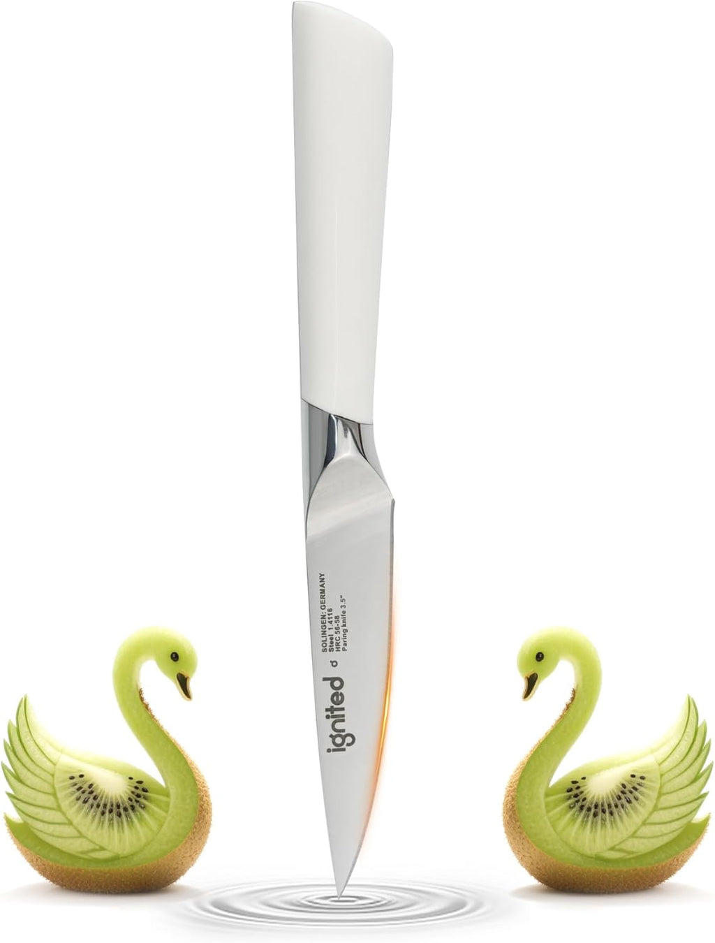 3.5 Inch Paring Knife – German Stainless Steel, Ergonomic Ivory White Handle, Minimalist Small Kitchen Knife for Peeling & Cutting, Ideal Gift for Chefs, Cooks