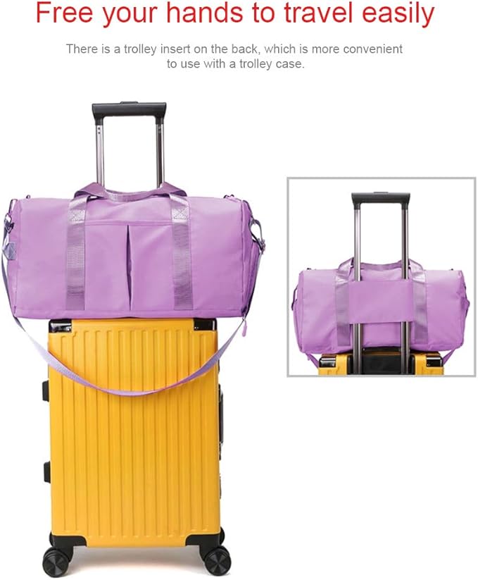 Blackwheel Sports Gym Bag With Shoe Bag Wet Bag Duffle Bag Waterproof Travel Bag for Women Cute Gym Bag Taro 29L