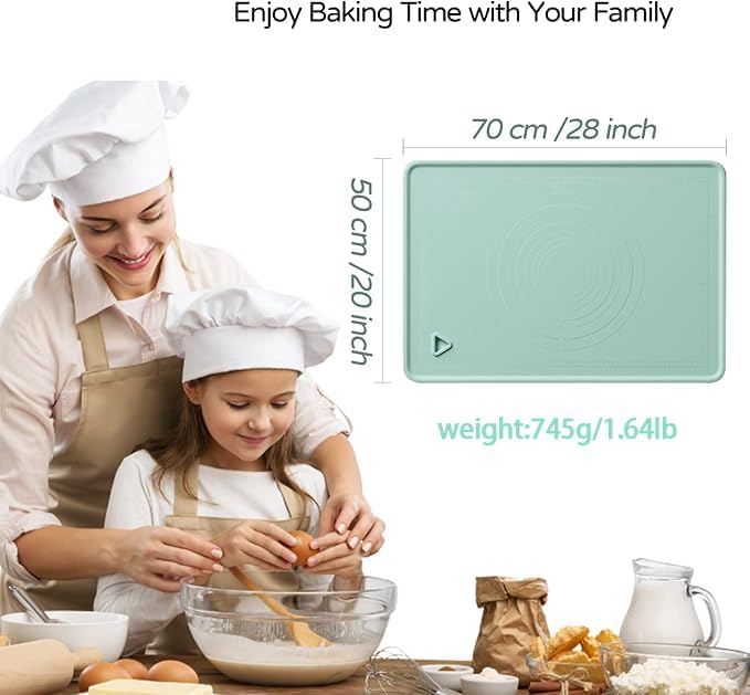 Silicone Baking Mat, 20"X28" Extra Large Non-stick Silicone Mat With High Edge, Food Grade Silicone Dough Rolling Mat For Making Cookies, Macarons, Multipurpose Mat, Countertop Mat, Placemat