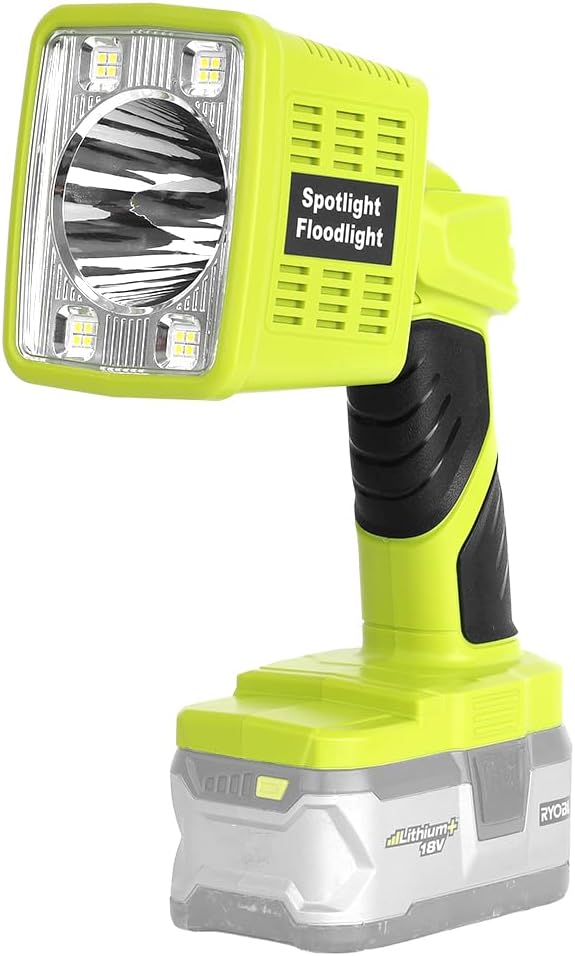 1600LM LED Flashlight for Ryobi 18v Li-Ion Battery, 3 Brightnesses, Cordless Work Light for Emergency, Car Repairing, Camping and Job Site Lighting(Battery Not Included)