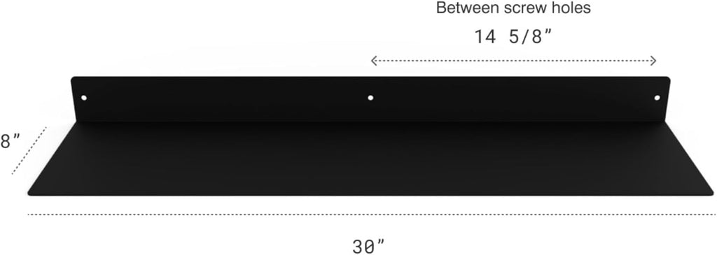 DIY CARTEL Linear Floating Shelf - Forged Raw Blackened Steel - Industrial Heavy Duty Metal Wall Mounted Modern Rustic Shelf - Made in The USA (30-inch x 8-inch Black)