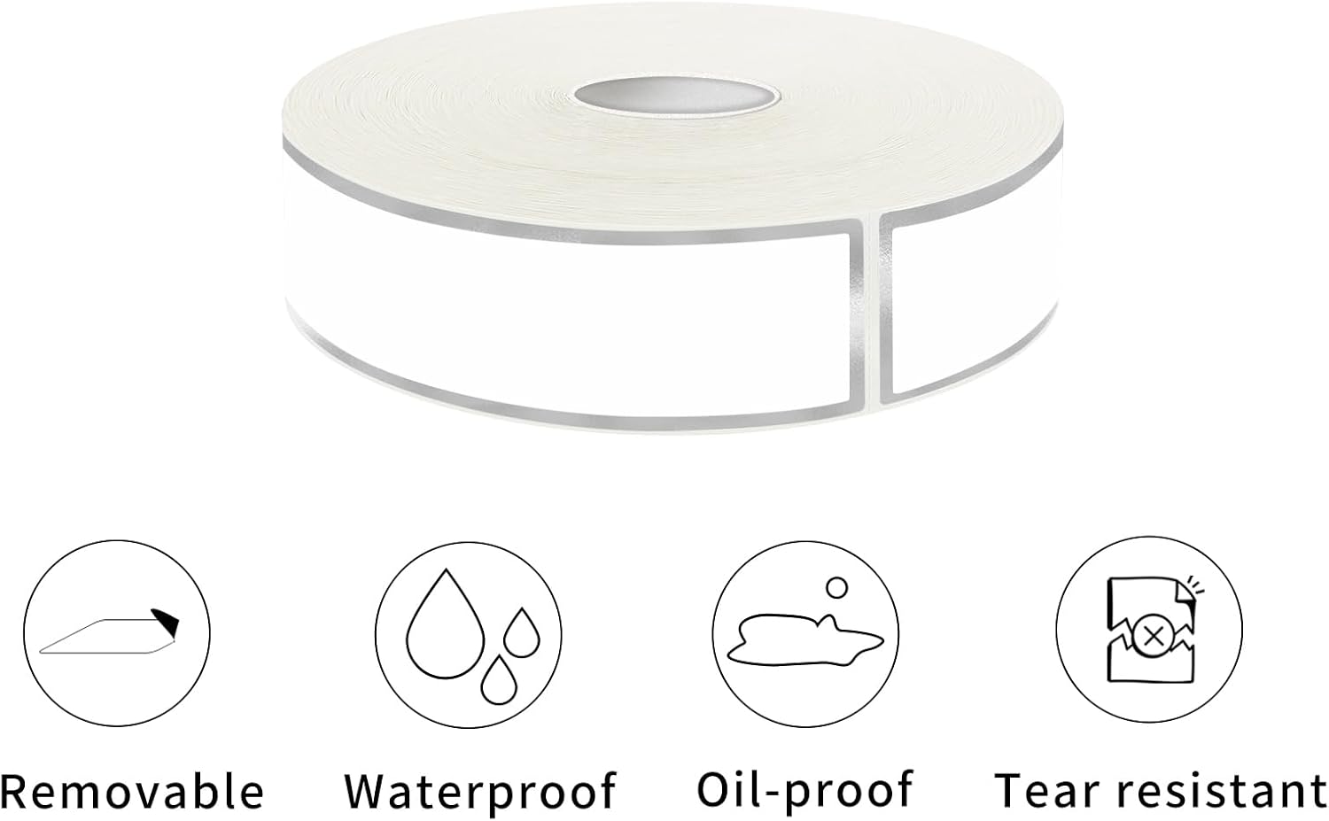 500 Silvery Border Removable Freezer Labels Water Oil Resistant with Perforation Line for Food Containers Jars Pantry Organization (Ink Quick-Dry，1” x 3”)