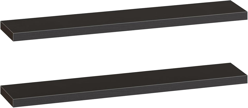 HOOBRO Floating Shelves for Wall, Wall Mounted Shelf Set of 2, 55" Hanging Shelf with Invisible Brackets, for Wall in Bathroom, Bedroom, Toilet, Kitchen, Living Room, Office, Black BK140BJP201