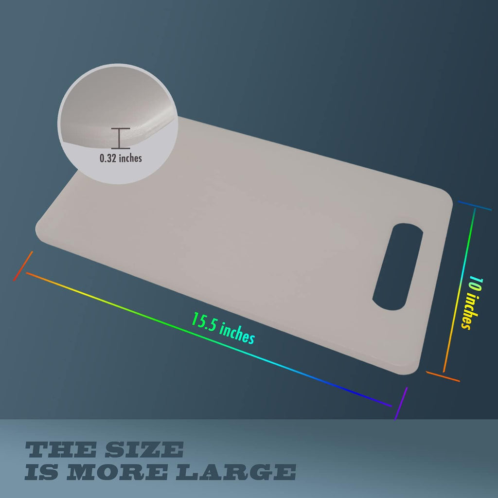 Fotouzy Plastic Utility Cutting Board with Handles, Food Safe PP Material, BPA Free, Dishwasher Safe, Thick Chopping Board, Large Size, Easy Grip Handle, for Kitchen (Almond)