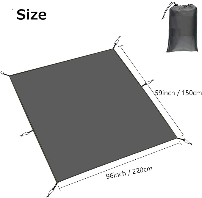 Tent Footprint Waterproof PU 3000 Easy Set up Heavy Duty Ultralight Tent Footprint for Camping,Hiking, Backpacking, Hammock, Beach Grey
