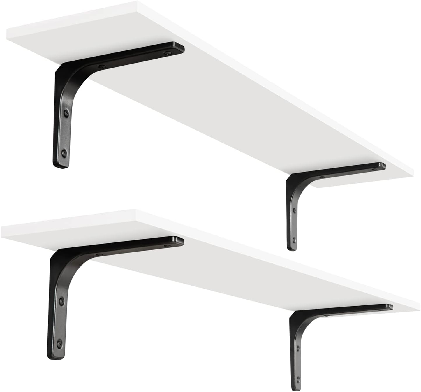 DINZI LVJ Long Wall Shelves, 39.4Inch Wall Mounted Shelves Set of 2, Extra Large Floating Storage Ledges with Sturdy Metal Brackets for Living Room, Bathroom, Bedroom, Kitchen, White