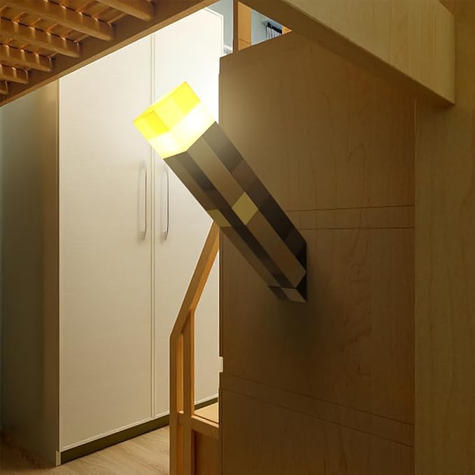 Light-up Wall Torch with 3 Lighting Levels - USB Rechargeable Night Lamp - Torch Light with Wall Mount & Hand Held, LED Lighting Torch for Kid's Bedroom Gaming Decoration