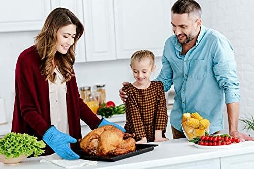 KITCHEN PERFECTION XL Silicone Smoker Oven Gloves-Extreme HeatResistant Gloves-Handle Hot Food Right on Your Grill BBQ Fryer&Pit|Waterproof Grilling Cooking&Baking Mitts|Superior Value Set+3 Bonuses