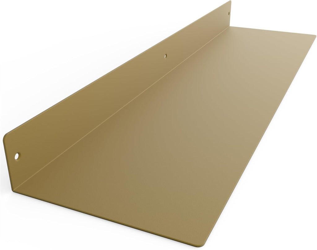 DIY CARTEL Linear Floating Shelf - Forged Raw Blackened Steel - Industrial Heavy Duty Metal Wall Mounted Modern Rustic Shelf - Made in The USA (30-inch x 8-inch Gold)