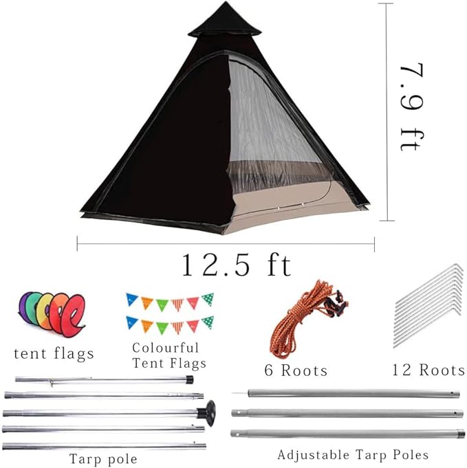 12'x10'x8'Dome Camping Tent 5-6 Person 4 Season Double Layers Waterproof Anti-UV Windproof Tents Family Outdoor Camping Tent