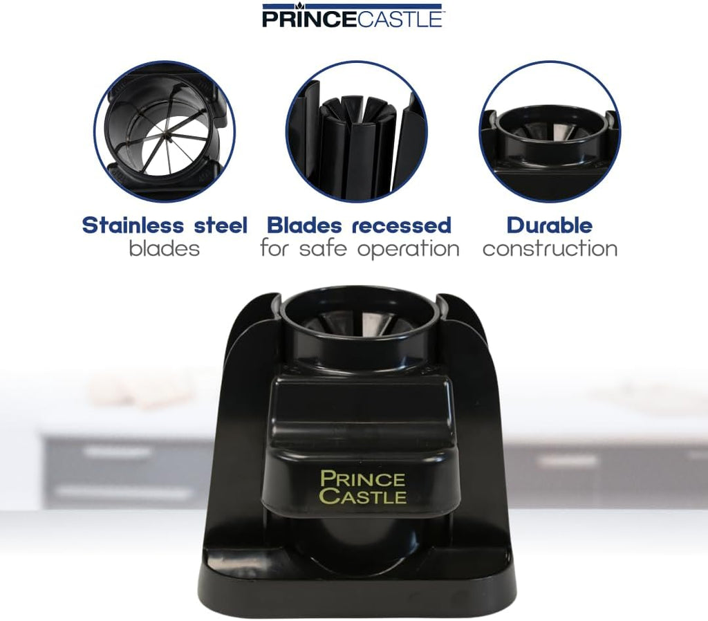 Prince Castle Lime Lemon Cutter - Fruit Slicer Kitchen Gadget and Vegetable Chopper with Container 8-Wedge Slicer