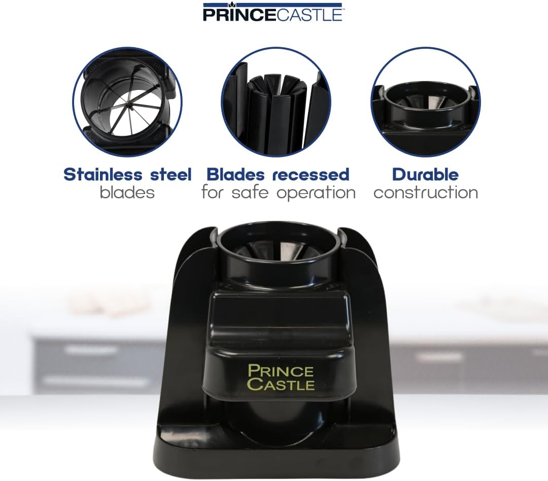 Prince Castle Lime Lemon Cutter - Fruit Slicer Kitchen Gadget and Vegetable Chopper with Container 8-Wedge Slicer