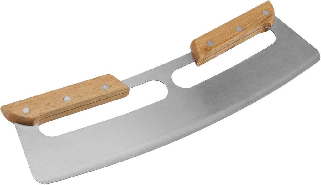 2 PCS 14 Inch Stainless Steel Pizza Cutter Rocker, Pizza Slicer Knife Wheel, Pizza Cutter Rocker with Wooden Handles and Plastic Cover, for Kitchen Party Cutter Pizza Bread