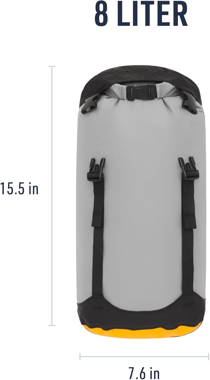 Sea to Summit eVac Compression Dry Bag, Waterproof Compression Sack, 8 Liter, High Rise Grey