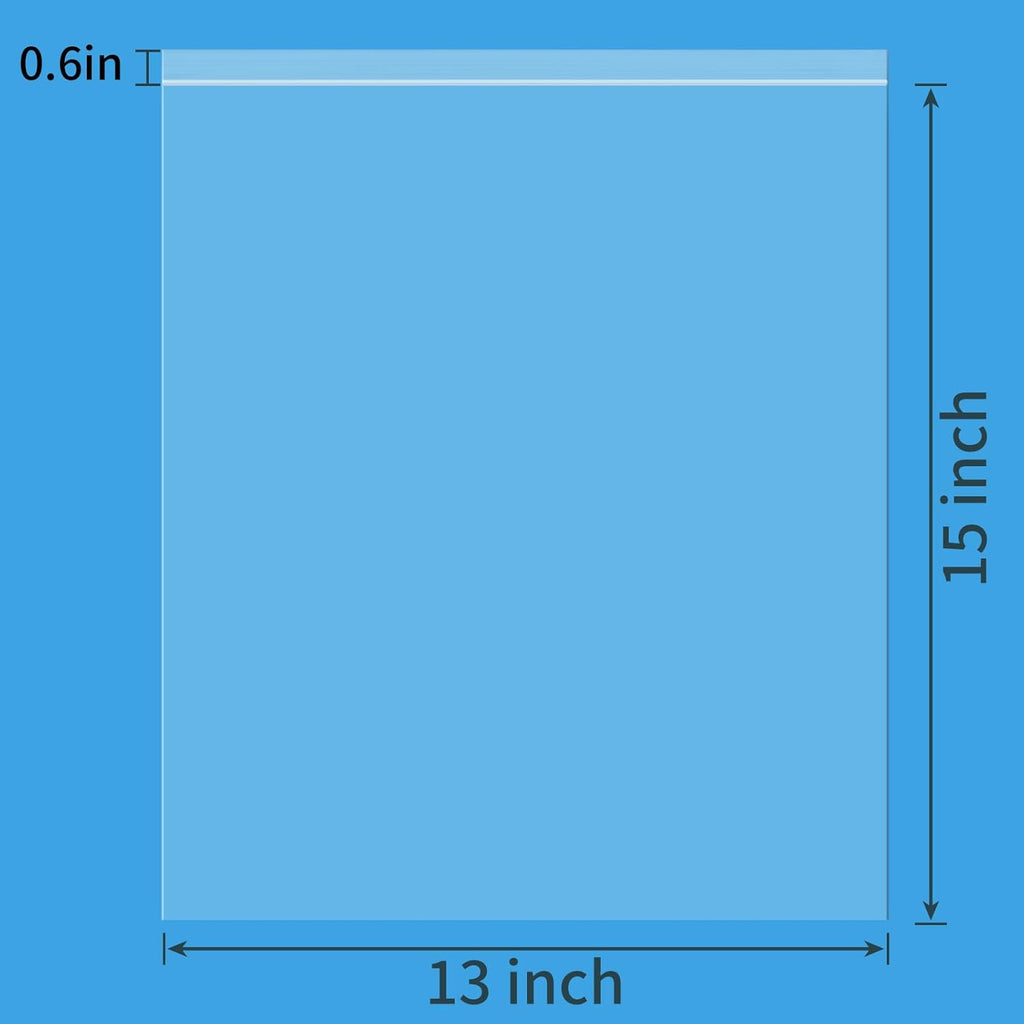 13" X 15" (30 Count) 2 Mil Clear Plastic Shirt Bags, Reclosable Large Poly Bags with Zip Seal for Travel, Storage, Packaging, Shipping