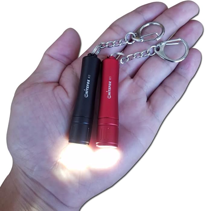Bright Keychain Flashlight K1,high Bright 150 lumens,as Small Flashlight Lantern Camp lamp Light,Waterproof Torch for EDC,Reading,Sleep,Dog Walking,Camping,Hiking (2 PCS Black red)