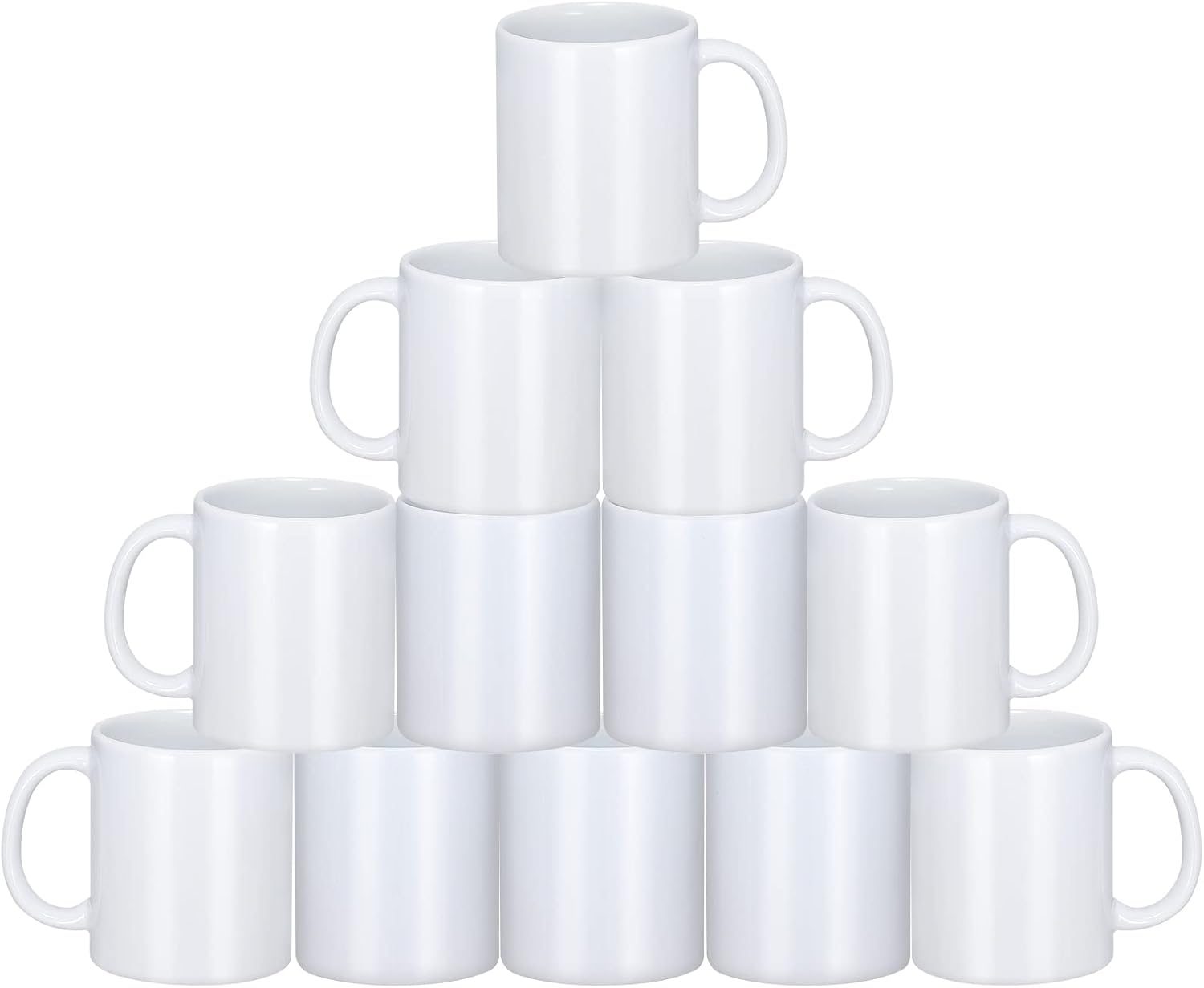 Sublimation Mugs, 12Pcs Coffee Mugs Blank White Ceramic Coffee Mug Set Sublimation Cups 11 oz Christmas Coffee Mug for Hot Chocolate Latte Tea Milk DIY Products