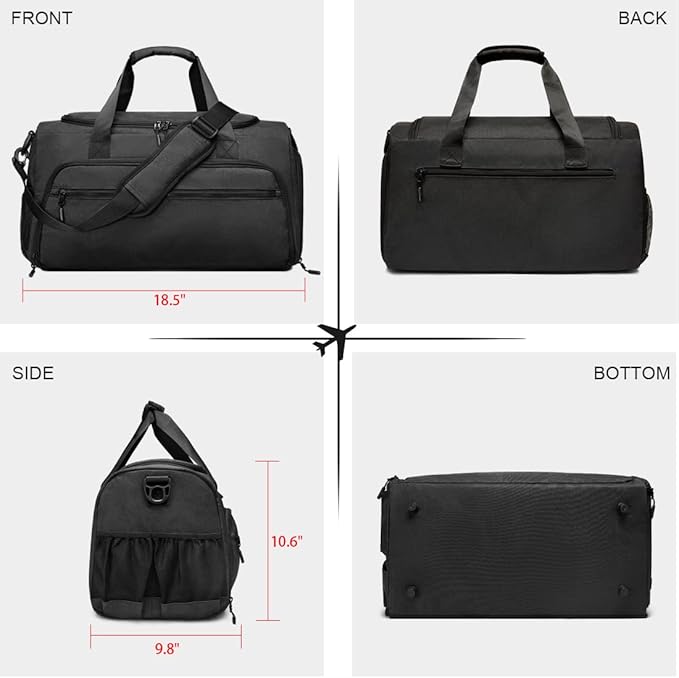 Gym Bag for Men Women, Small Fitness Workout Sports Bag with Wet Pocket & Shoes Compartment, Water Resistant Overnight Weekender Duffel Bag