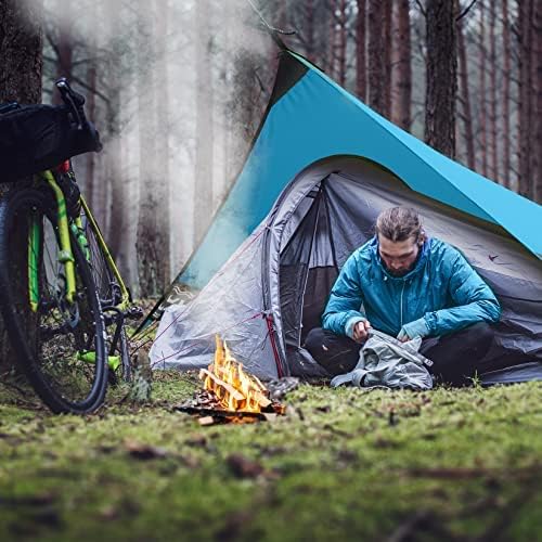 VILLEY Waterproof Hammock Tent Rain Fly, Octagonal Camping Tarp, Sun Shelter for Camping, Backpacking, Hiking, Accessory Includes Stakes, Ropes and Carry Bag (Blue)