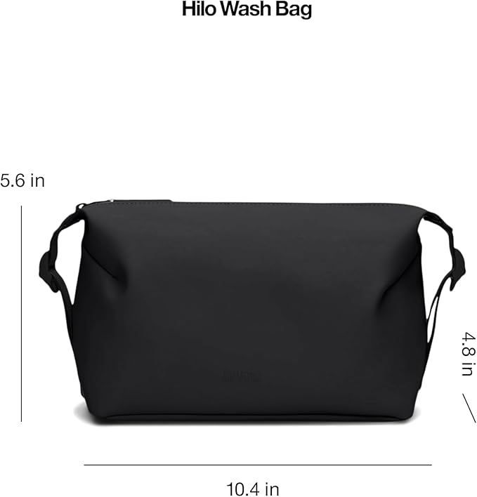 RAINS - Hilo Wash bag - Waterproof Toiletry Bag for Men and Women - Toiletries, Cosmetics, Suitable for Travel (Black)