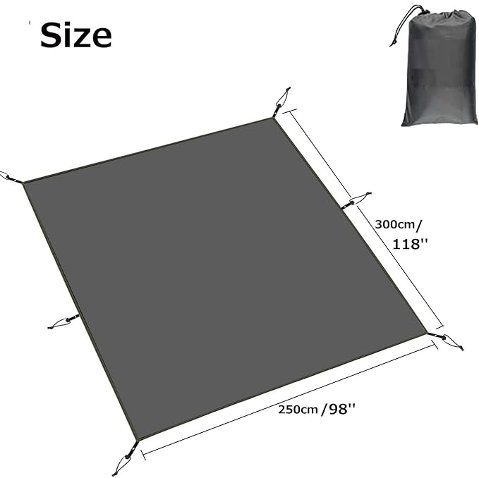 Tent Footprint Waterproof PU 3000 Easy Set up Heavy Duty Ultralight Tent Footprint for Camping,Hiking, Backpacking, Hammock, Beach Grey