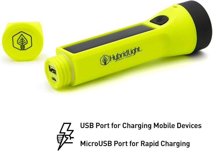 Journey 300 Solar LED Waterproof Flashlight with USB Phone Charger, Yellow