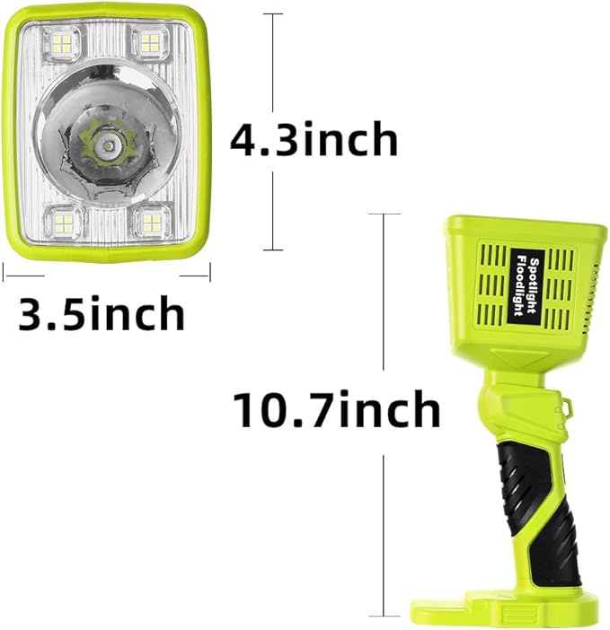 1600LM LED Flashlight for Ryobi 18v Li-Ion Battery, 3 Brightnesses, Cordless Work Light for Emergency, Car Repairing, Camping and Job Site Lighting(Battery Not Included)