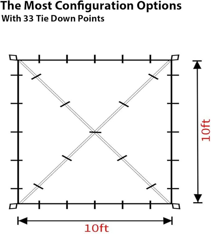Gold Armour Rainfly Tarp Hammock, Premium 14.7ft/12ft/10ft/8ft Rain Fly Cover, Waterproof Ultralight Camping Shelter Canopy, Survival Equipment Gear Camping Tent Accessories (Green 10ft x 10ft)