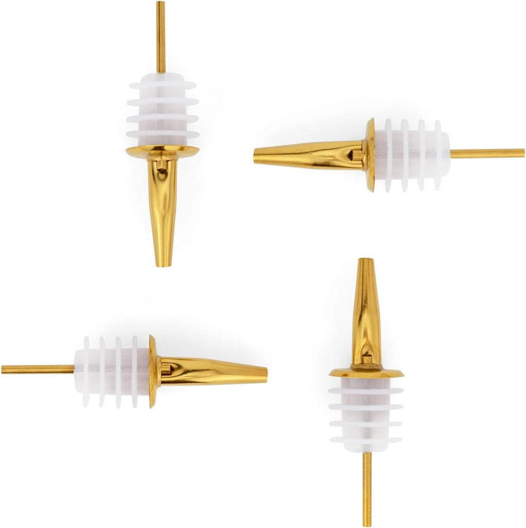 Molimoli Pour Spout Made of Stainless Steel with Automatic Anti-Oxidation Mechanism, Bottle Pourers for Alcohol and Liquor, Olive Oil Dispenser Spout, Wine Pourer Spout,Pack of 4,Gold