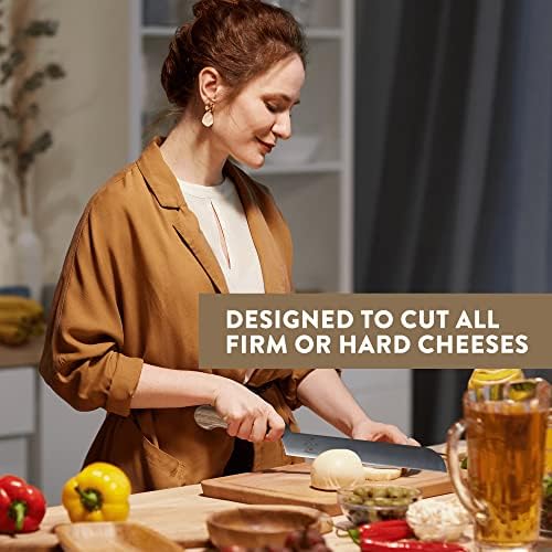 Formaticum - Professional Cheese Knife - 8" x 1.25" Firm & Hard Cheese Slicer, Rust-Proof Stainless Steel Blade with Solid Walnut Handle, Great Cheese Charcuterie Accessories - Handmade in Italy