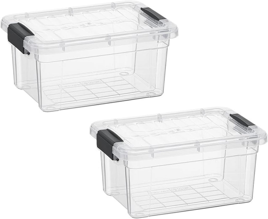 Superio Clear Storage Boxes with Lids, 2 Quart Plastic Container Bins for Organizing, Stackable Crates, BPA Free, Non Toxic, Odor Free, Organizers for Home, Office, School, and Dorm
